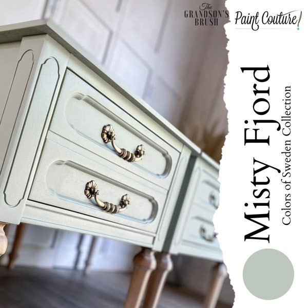 Misty Fjord Paint Couture Colors of Sweden Self Leveling Water Based Paint Acrylic paint for Furniture and Cabinets Craft Paint Supplies