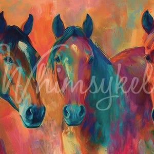 29x21&quot; Large Decoupage Tissue Paper,  Electric Trio Horse Farm Decoupage Paper from Whimsykel Designs 18lb paper, DIY furniture, canvas art