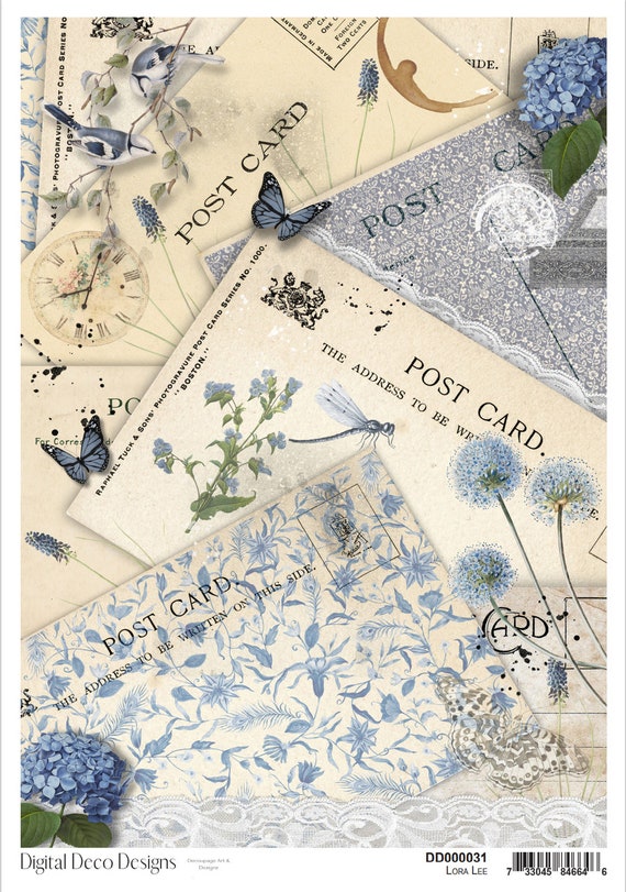 A4 Lora Lee Postcard Decoupage Rice Paper Bird Rice Paper for Crafts, Mixed  Media, Art Junk Journal, Paper Craft, Card Making, Scrapbook 