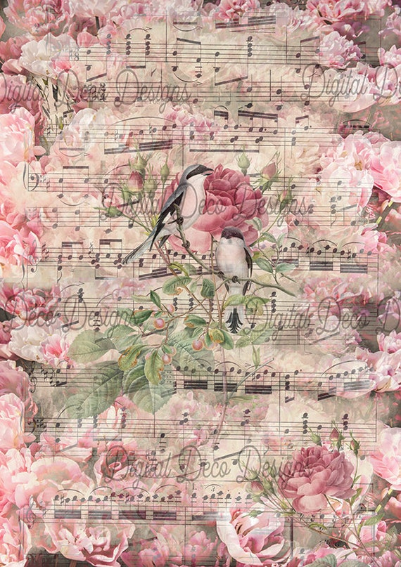 Pink Roses Rice Paper for Decoupage, Scrapbooking, Journals, Card