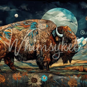 29x21&quot; Large Decoupage Tissue Paper,  Dream Keeper Buffalo Animal Decoupage Paper from Whimsykel Designs 18lb paper DIY furniture canvas art