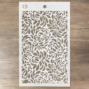 5x8&quot; Floral Stencil Texture Flower Stencil Floral Stencil by Ciao Bella Stencil For Crafts, Mixed Media Stencil, Stencil Art MS033