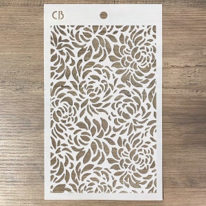 5x8" Floral Stencil Texture Flower Stencil Floral Stencil by Ciao Bella Stencil For Crafts, Mixed Media Stencil, Stencil Art MS033