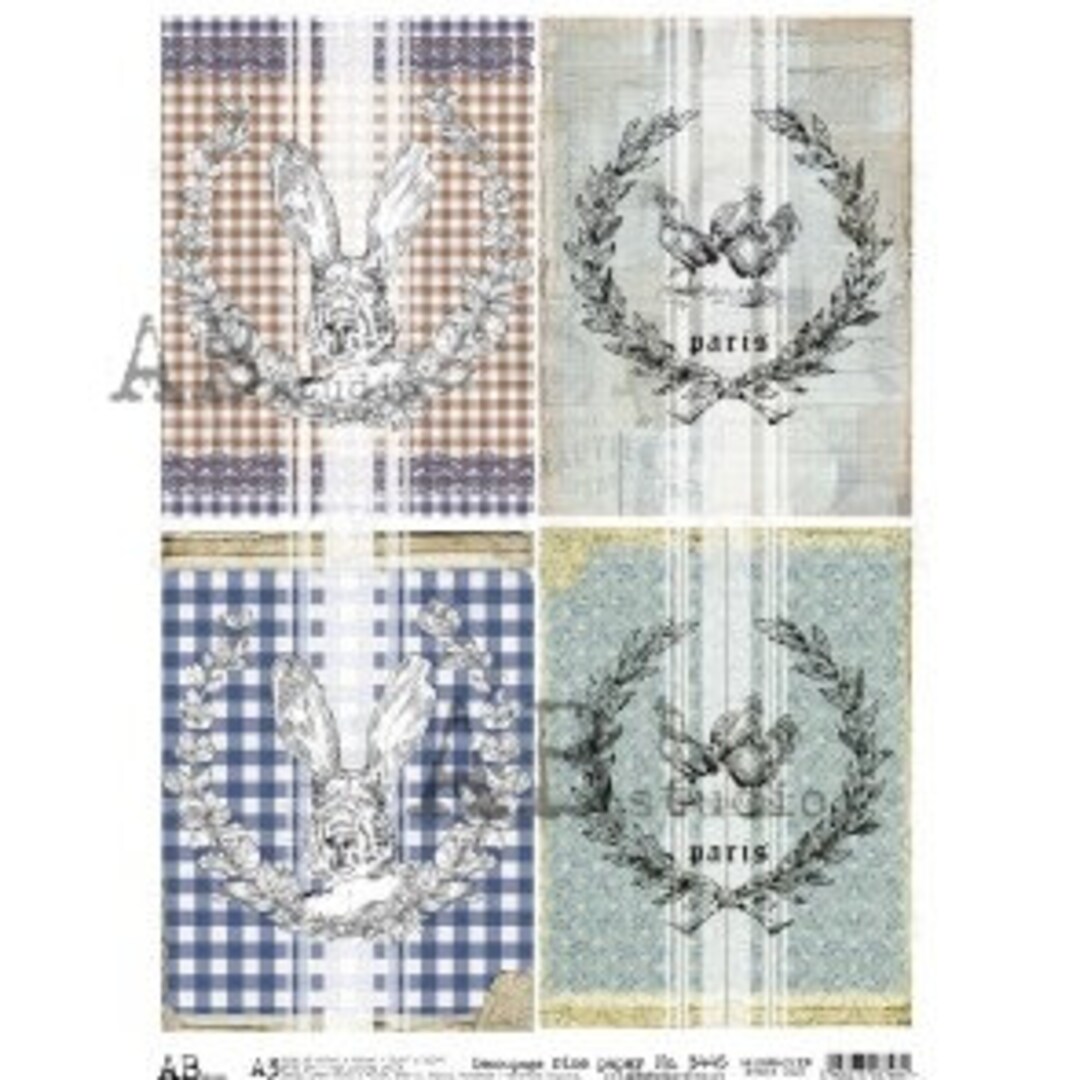 Bunny Decoupage A3 Easter Decoupage AB Studio Rice Paper Scrapbook, DIY Collage, Mixed Media