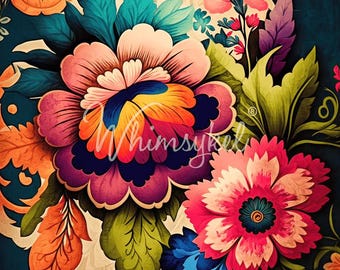 21x29" Large Decoupage Tissue Paper, Boho Flowers Floral Decoupage Paper from Whimsykel Designs, 18lb paper for DIY furniture canvas art