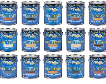 General Finishes Gel Stain American Oak, Antique Walnut, Brown Mahogany, Candlelite, Georgian Cherry, Gray, Java, New Pine, Nutmeg