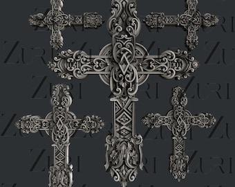 Ornate Crosses Set 2 Zuri Mold Silicone Mould, 3D Clay Mold, Scrapbooking Collage, Mixed Media, DIY Furniture, Art Junk Journal, Card making