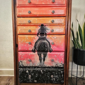 21x29&quot; Large Decoupage Tissue Paper, Riding Solo Horse Western Decoupage Paper, Whimsykel Designs, 18lb paper DIY furniture, canvas art