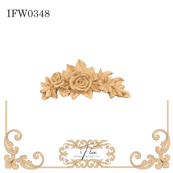 Rose Garland Flower Swag Moulding 0348 iFlex Wood Products Heat Bendable Wooden Molding Furniture Embellishment
