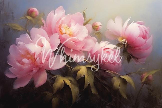 29x21" Large Decoupage Tissue Paper, Romantic Peonies Floral Decoupage Paper Whimsykel Designs 18lb paper DIY furniture canvas art