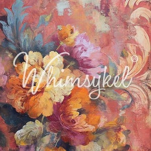 21x29&quot; Large Decoupage Tissue Paper, Blooming Alchemy Floral Decoupage Paper Whimsykel Designs, 18lb paper for DIY furniture, canvas art