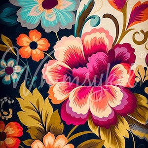 21x29&quot; Large Decoupage Tissue Paper, Boho Flowers Duet Floral Decoupage Paper from Whimsykel Designs 18lb paper for DIY furniture canvas art
