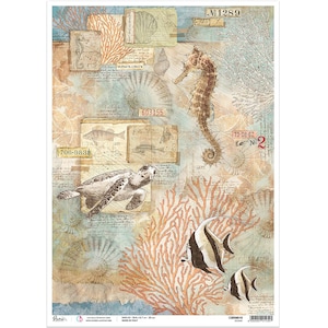 A3 Oceanic Ciao Bella Underwater Sea Decoupage Piuma Rice Paper for crafts, furniture and mixed media CBRM018