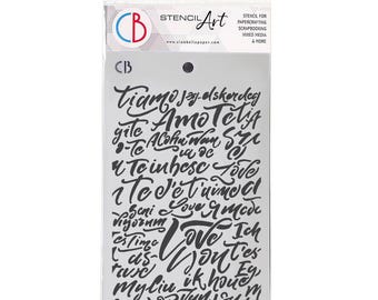 5x8" Love Engraved Stencil Texture Stencil by Ciao Bella Stencil For DIY Crafts, Mixed Media Stencil Art, Junk Journal, Scrapbooking MS141
