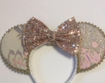 Choice of Plastic Headband or Stretch Elastic.Lowest Mouse Ears, Lowest Headband, New Couture Pink Princess Headband