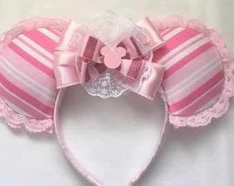 Choice of Plastic Headband or Stretch Elastic. Hair band. Candy Shop Pink  Ears, Headband, Princess Headband, Gold Filigree