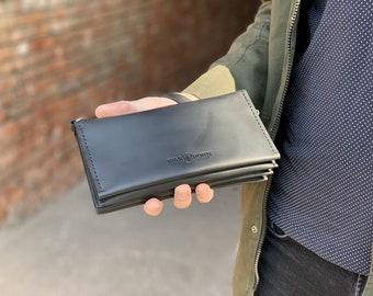 Men Clutch Bag, Leather Wrist Wallet Purse, Wristlet purse, Long leather wallet, Men&#39;s Leather Clutch, Mens leather wallet (Hollywood)