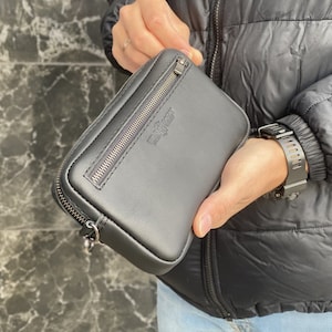 Bolso de muñeca, bolso de embrague, bolso de muñeca de cuero, bolso de pulsera, billetera de cuero larga, embrague de cuero para hombre, billetera de cuero con cremallera (Boise)