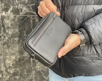 Wrist Bag, Clutch Bag, Leather Wrist Wallet Purse, Wristlet purse, Long leather wallet, Men&#39;s Leather Clutch, Zipped leather wallet (Boise)