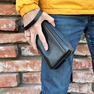 Cartera de cuero larga, bolsos de cuero real, embrague de los hombres, embrague de cuero de los hombres, embrague de los hombres, bolso de embrague de los hombres, bolso de la cartera de la muñeca de cuero