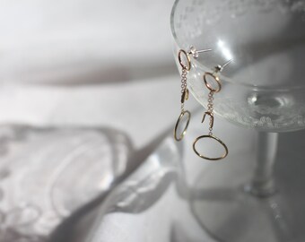 Arc&Circle Earring, Dangle brass earrings with fun shape, Brass and gold filled, Sterling silver posts and backs.