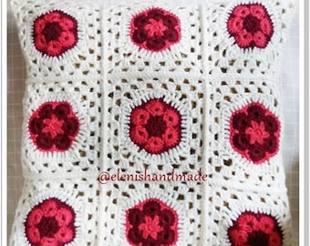 Crochet pillow cover, pillowcase, cushion cover, romantic decorative pillowcase, african flower pillowcase