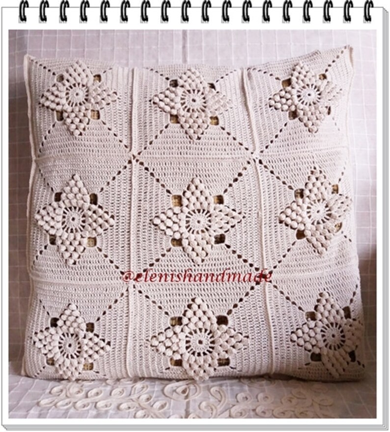 Handmade Cotton Crochet Lace Pillow, Crochet pillow cover, pillowcase, cushion cover, romantic decorative pillowcase image 1