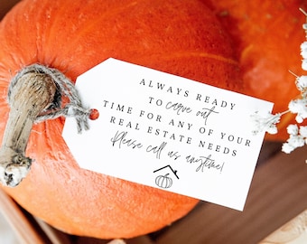 Call &quot;US&quot; anytime! Real Estate Marketing Fall ,  Halloween Thanksgiving Pop Up Tags Download PDF • Promo Gift • Real Estate Pop By Gift Tags