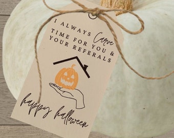 Real Estate Marketing Halloween Spooky Pop Up Tags Download PDF • Client Festive Promo Gift • Pop By Treat Bag Pumpkin Gift Tags 2.5Wx4.7H