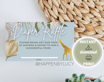 Wild One Boho Chic theme Diaper Raffle Sign with Invitation cards/slips , Wild One  on the way Safari Baby Shower