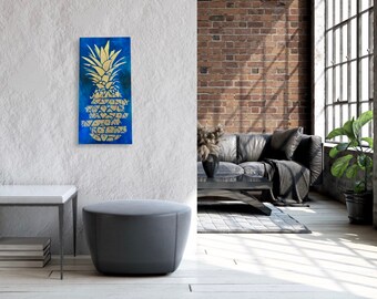 Bright Modern Wood Pineapple Wall Art