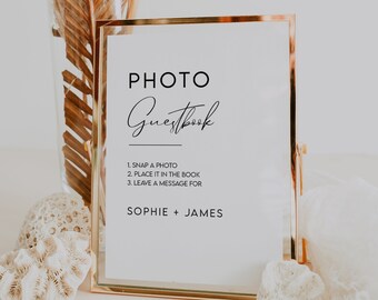 Photo Guest Book Template | Minimalist Wedding | Instant Download | Editable Template | DIY Wedding | Printable | Modern