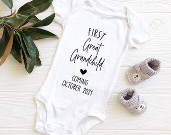 Grandchild Baby Shower New Baby Gift New Parents FREE SHIPPING Personalized Baby Boy White Baby Bodysuit Baby Boy/'s 1st Birthday