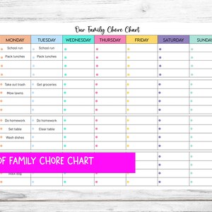 Editable Family Chore Chart: Weekly Planner (PDF Printable)