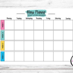 Printable Family Menu | Weekly Meal List | Fridge Forecast | What's for ...