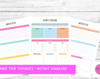 Editable Brain Dump Template Bundle | Printable To Do List | ADHD Daily Planner | Productivity Thought Organizer