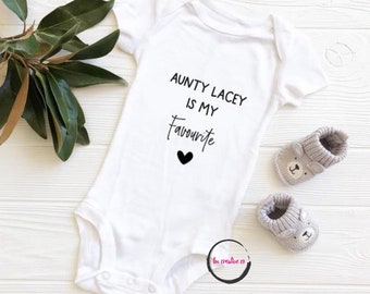 Favourite Aunty Bodysuit | Personalised Baby Bodysuit Gift | Funny Aunty Baby Gift | New Aunty | Newborn Gift