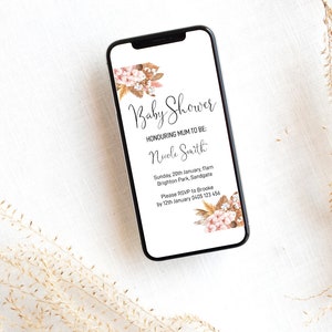 Digital Baby Shower Evite | Baby Sprinkle Invite | Boho Rustic Phone Invite | Bohemian Baby Shower Mobile Invitation | Digital Template