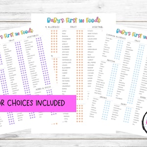 Babyvoeding Tracker afdrukbaar | Baby's eerste voedingschecklist | Vaste stoffen-tracker | Logboek babyvoeding | 100 voedingsmiddelen vóór 1 | Baby leidde het spenen