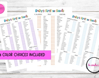 Baby Food Tracker Printable | Baby's First Food Checklist | Solids Tracker | Baby Food Log | 100 foods before 1 | Baby led weaning