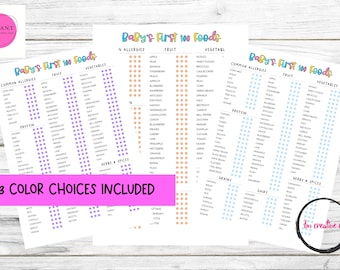 Baby Food Tracker Printable | Baby's First Food Checklist | Solids Tracker | Baby Food Log | 100 foods before 1 | Baby led weaning
