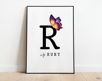 Butterfly Name Print | Kids Name Print | Butterfly Digital Print | Digital Name Print for Kids | Personalised Name Print