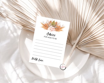 Baby Shower Game | 10 x printed Baby Advice Cards | 14X10cm | Unisex boho floral theme