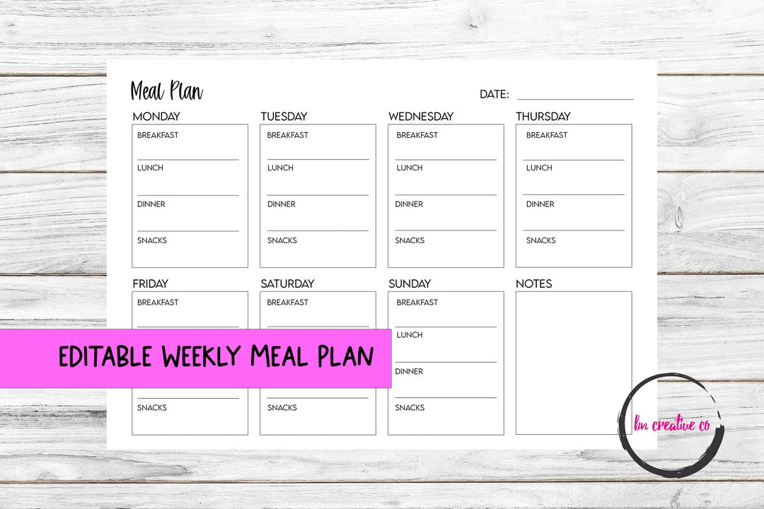 Printable Weekly Meal Planner | Family Meal Prep Planner| Food Diary ...