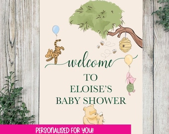 Winnie the Pooh Baby Shower Sign: Custom Printed Poster, A1/A2/A3