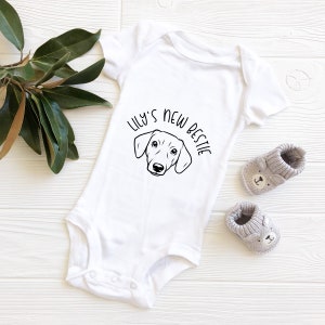 Pregnancy Reveal | Dogs New Bestie Bodysuit| Cute baby reveal | Baby Announcement | Protected By Dog Bodysuit