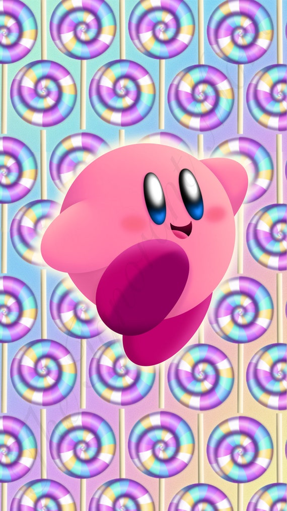 Candy Lollipop Kirby Iphone Android Wallpaper Digital Download Etsy