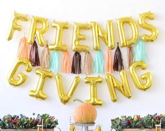 16" Happy Friendsgiving Balloons || thanksgiving fall decor decorations friends giving party gold silver rose gold pink