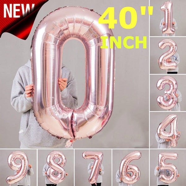 40" Giant Foil Letters and Number Rose Gold Helium Large Balloons Birthday Party Wedding