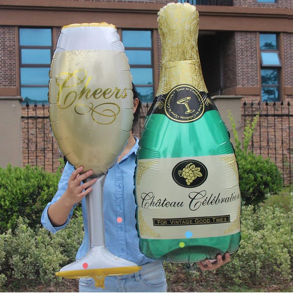 36" Champagne Bottle and 38" Cheers Wine Glass Wedding Christmas New Years Engagement Bridal Shower Bachelorette Party Birthday Anniversary